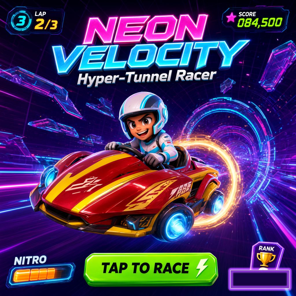 NEON VELOCITY — Hyper-Tunnel Racer – Free Online Game